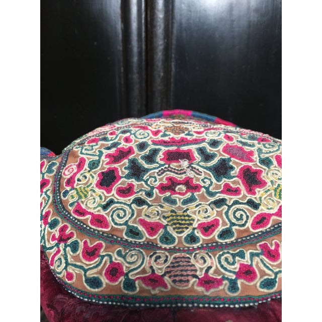 Textile Early 20th Century Chinese Minority Embroidered Hat For Sale - Image 7 of 10
