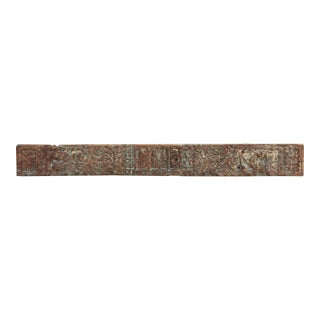 Weathered Teal 19th Century Carved Lintel For Sale