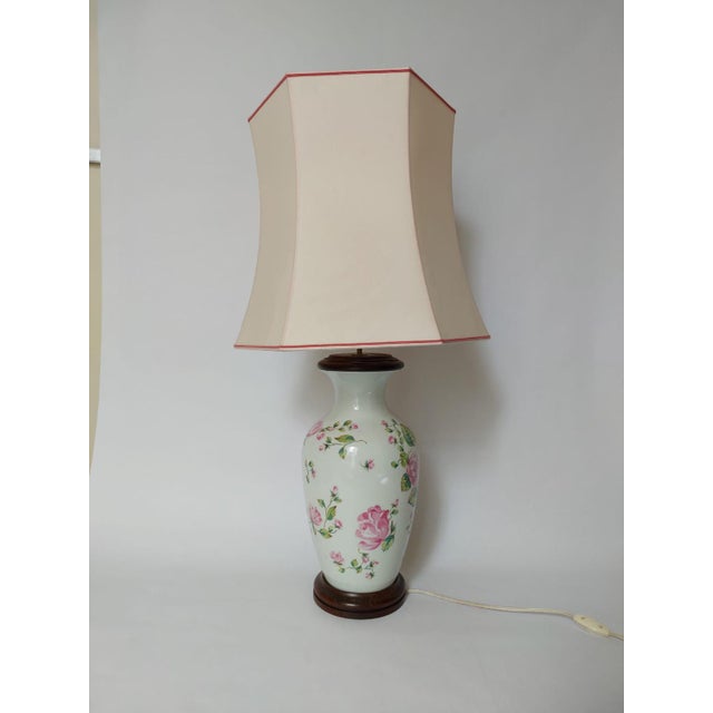Wood Epoque Table Lamp with Flowers, 1960s For Sale - Image 7 of 18
