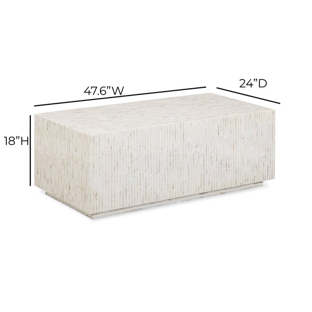 Wood Earl Cream Mother of Pearl Coffee Table For Sale - Image 7 of 7