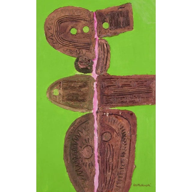 Leopold Falkowski, Abstract Figure, 1970s, Oil/Mixed Media on Board For Sale