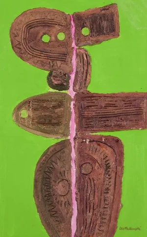 Leopold Falkowski, Abstract Figure, 1970s, Oil/Mixed Media on Board