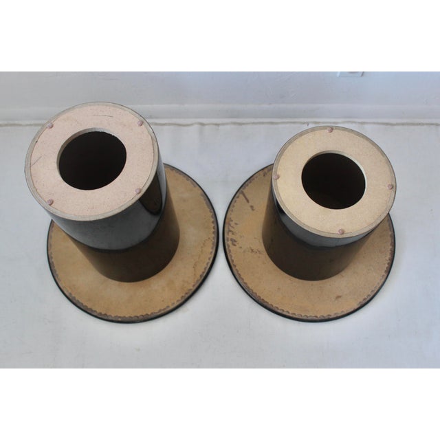 1980s Milano Memphis Style Circular Black Lacquered Painted Mushroom Nesting Side Tables - A Pair For Sale - Image 15 of 17