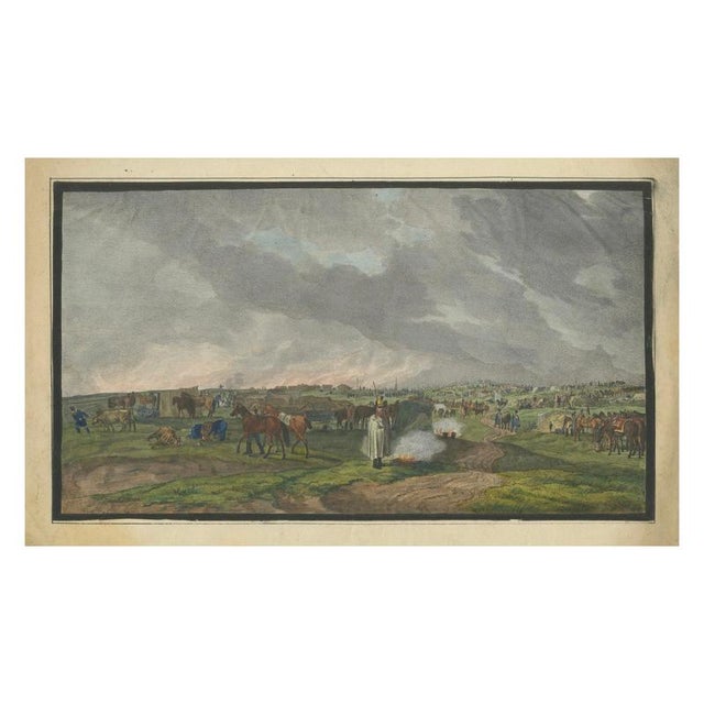 Napoleonic Military Encampment, 1810, Hand-Coloured Panoramic Aquatint, Framed For Sale - Image 12 of 12