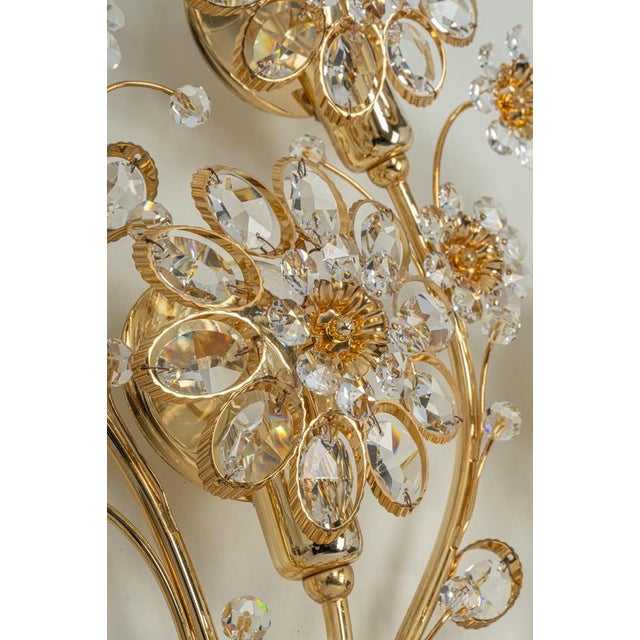 Large Gilt Brass Flower Shape Wall Light from Palwa, Germany, 1970s For Sale - Image 6 of 7