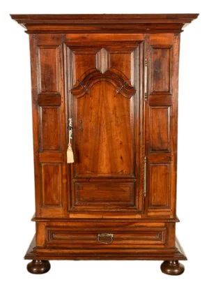 Antique 18th Century French Louis XIV Lyonaise Walnut Armoire Bonnetiere 1710