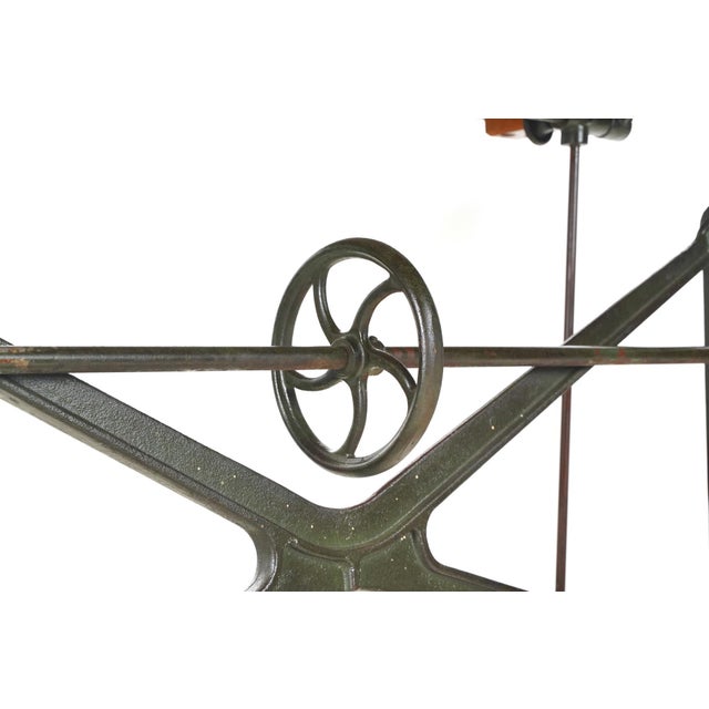 Mid 20th Century Reproduction Solid Wood Cast Iron Drafting Table For Sale In New York - Image 6 of 10