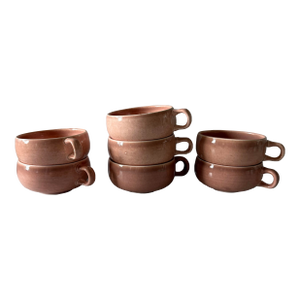 Set of 5 Mid Century Russel Wright Steubenville Coral Pink Coffee Cups