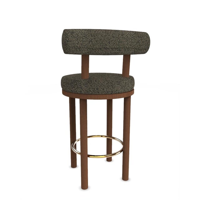 Collector Modern Moca Bar Chair in Safire 1 Fabric and Smoked Oak by Studio Rig For Sale - Image 4 of 7