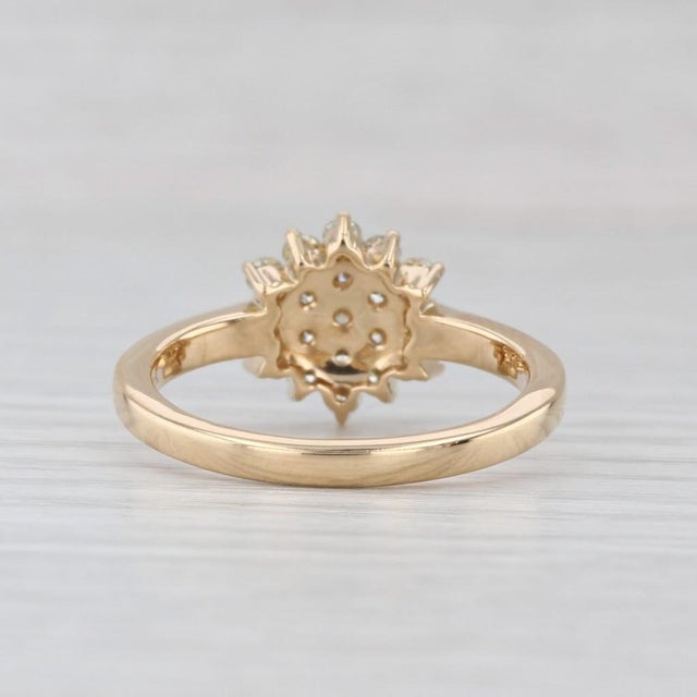 2010s 0.59ctw Diamond Cluster Ring 18k Yellow Gold Size 8 Coa Engagement For Sale - Image 5 of 9