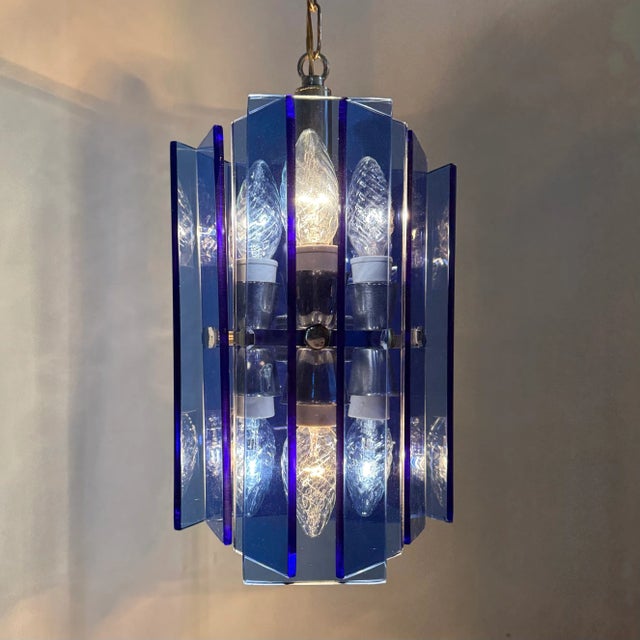 Blue Glass Hanging Lamp from Veca, Italy, 1970s For Sale - Image 11 of 18