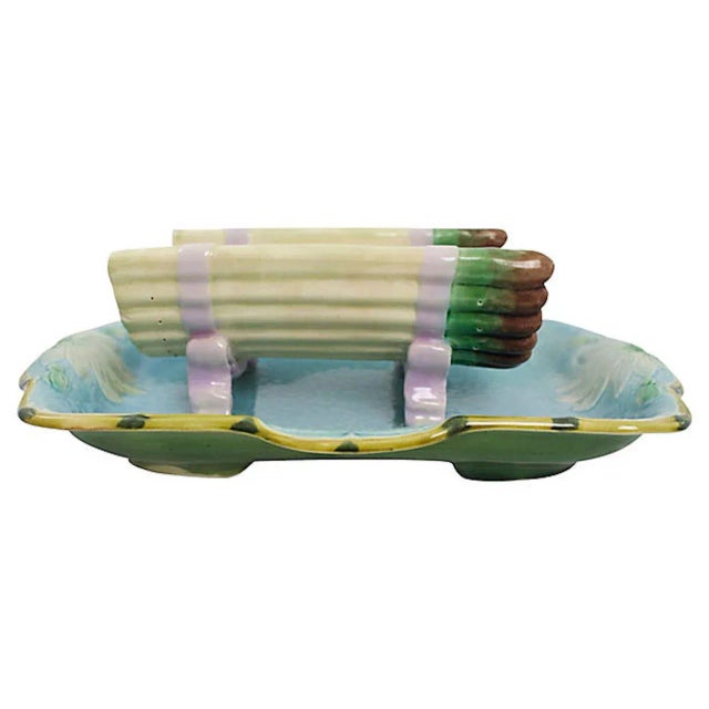 Ceramic Vintage Majolica Asparagus Dish For Sale - Image 7 of 8
