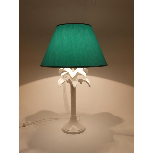 White White Palm Tree Faux Bamboo Table Lamp from Tommaso Barbi, Italy, 1970s For Sale - Image 8 of 18