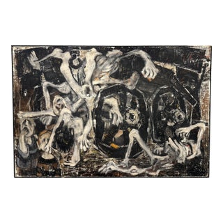 Late 20th Century Large Gestural Expressionist Oil Painting on Masonite by Morris Blackman For Sale