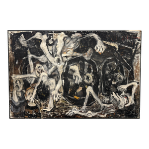Late 20th Century Large Gestural Expressionist Oil Painting on Masonite by Morris Blackman