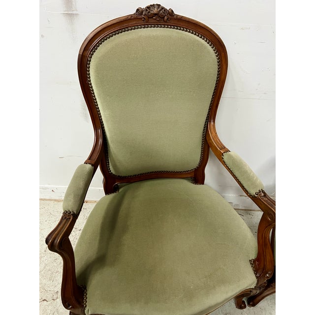 Louis XV Style Armchairs in Walnut, Set of 2 For Sale - Image 10 of 14