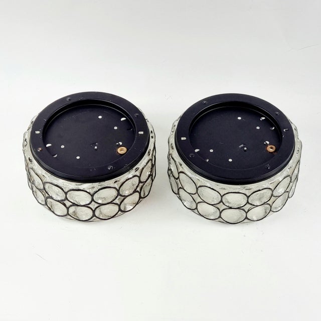 Transparent 1960s Mid-Century Modern Glass Flush Mounts/Ceiling Lights or Wall Lights/Sconces From Limburg - a Pair For Sale - Image 8 of 9