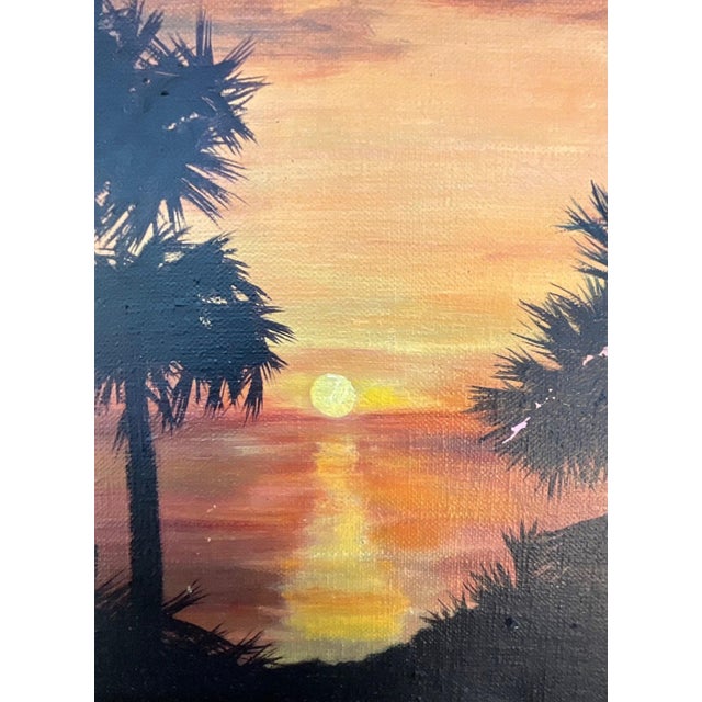 Nautical Mid 20th Century Tropical Sunset Painting For Sale - Image 3 of 4