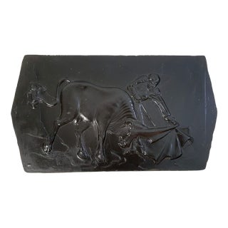 Mid-Century Modern Slate Wall Plaque of Bullfighter and Bull, Italy, 1970s For Sale