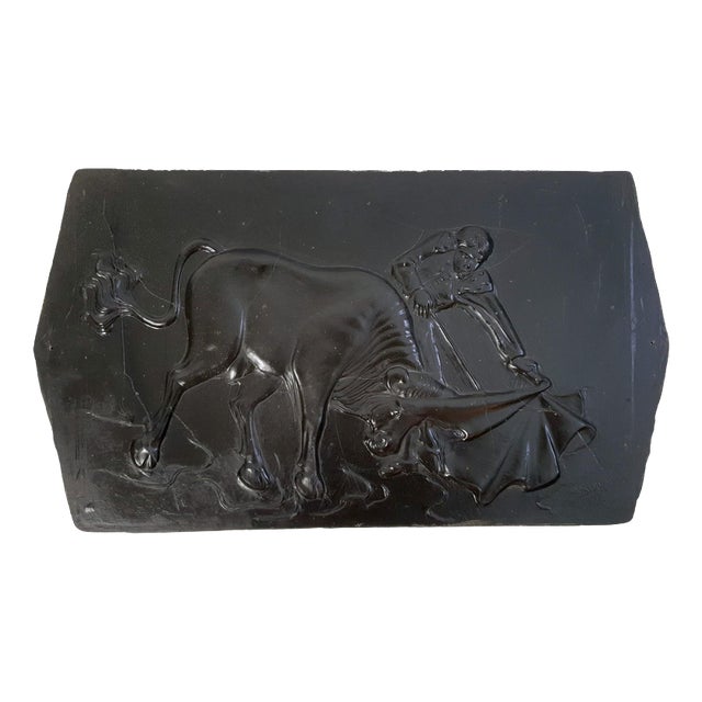 Mid-Century Modern Slate Wall Plaque of Bullfighter and Bull, Italy, 1970s For Sale
