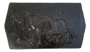 Mid-Century Modern Slate Wall Plaque of Bullfighter and Bull, Italy, 1970s