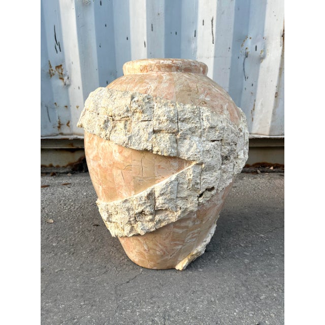 Set of Three Large Postmodern Tasselated Mactan Stone Floor Vases. Circa 1980s For Sale - Image 11 of 18
