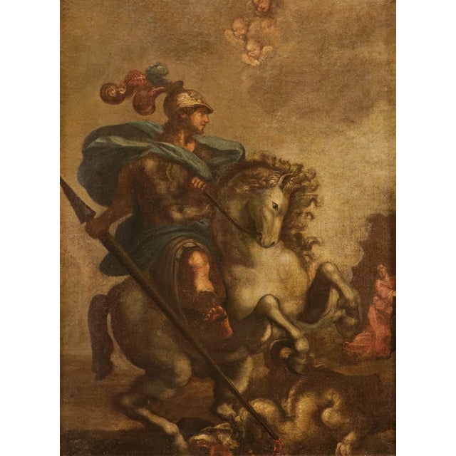 Tuscan school, 17th-18th century saint george and the dragon oil on canvas 66 x 50 cm - framed 92 x 76 cm. the interesting...