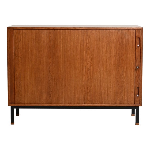Vintage Scandinavian Oak Sideboard with Roller Shutter, 1960s For Sale