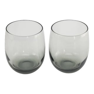 Vintage Libbey Wine Glasses - Rounded Weighted Base - Set of 2 Smoke Glasses For Sale