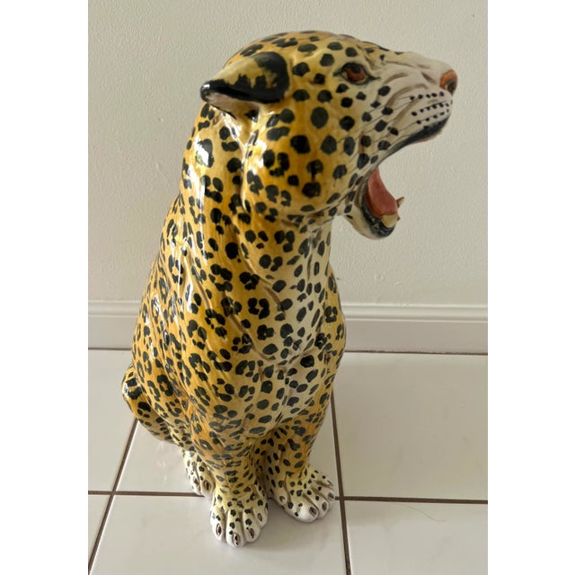 Ceramic Italian Glazed Terracotta Leopard Figure, 1960s For Sale - Image 7 of 13
