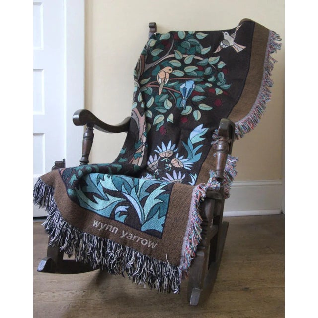 Not Yet Made - Made To Order Arts and Crafts Style "Tree of Birds" in Espresso Jacquard Woven Throw Blanket For Sale - Image 5 of 12