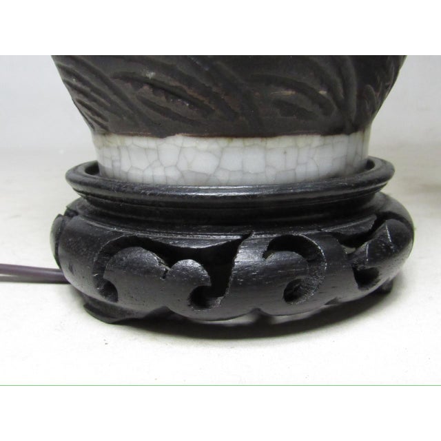 1940s Pair of Chinese Crackle Glaze Lamps For Sale - Image 5 of 16