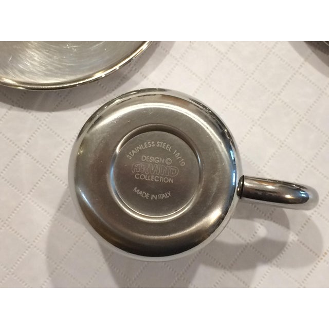 Modern Italian Stainless Steel Espresso Cups and Saucers by Arvind