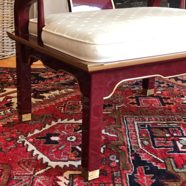 Century Furniture 1970s James Mont-Style Oxblood Red Horseshoe Chinoiserie Accent Chair For Sale - Image 4 of 12