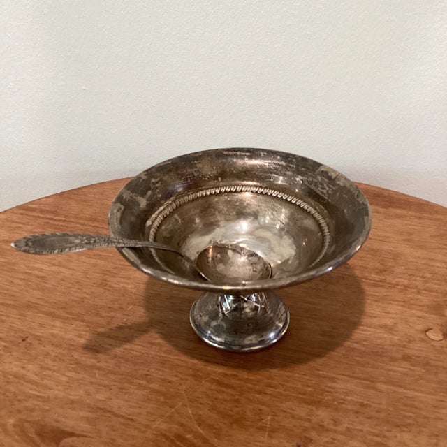 Antiques Sterling Filled Reinforced Pedestal Compote/Bowl & Spoon For Sale - Image 13 of 13