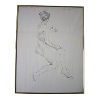 Don Emery 1970's Nude Pencil Drawing For Sale