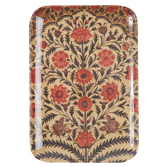 Kalamkari Flowers Tray, Assorted Set of 3 For Sale - Image 4 of 6