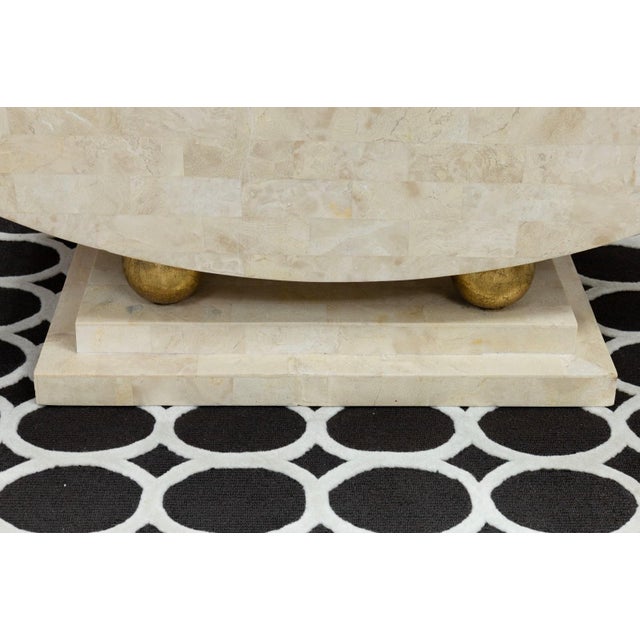Late 20th Century Polished Tesselated Stone Post Modern Coffee Table With Sculptural Base For Sale - Image 5 of 6