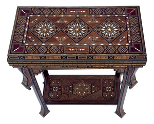 1990s Handcrafted Marquetry Inlaid Multi-Game Table With Chess & Backgammon