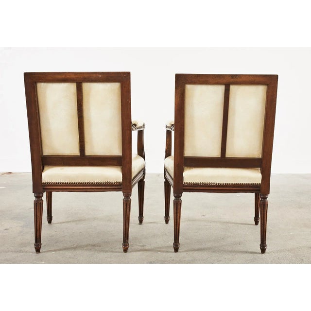 French Louis XVI Style Mahogany Dining Armchairs - Set of 4 For Sale - Image 12 of 13