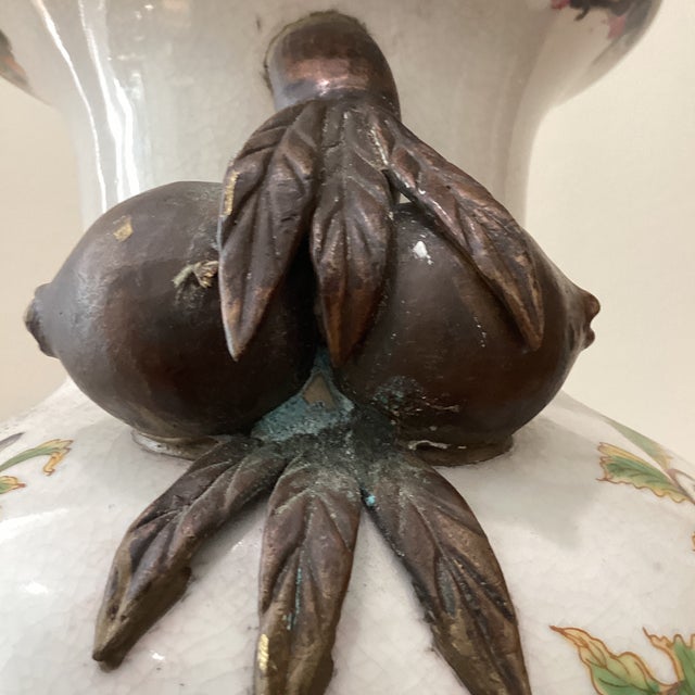 Ceramic Late 19th Century Chinese Crackle Glazed Ceramic Porcelain Vase “Paradise Garden“ With Pomegranate Handles For Sale - Image 7 of 12
