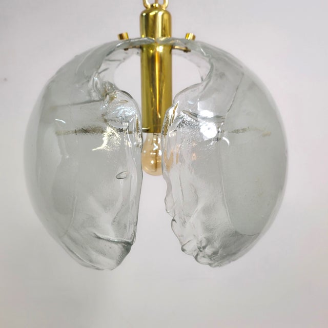 Metal Brutalist Murano Glass Light with Brass Frame from Kaiser Leuchten, 1970s For Sale - Image 7 of 9