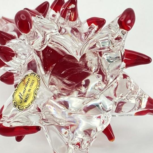 Mid 20th Century Murano Italian Art Glass Christmas Tree Sculpture 8" (Red Drip Tips, Original Foil Label, Vintage Mid-Century) For Sale - Image 13 of 15