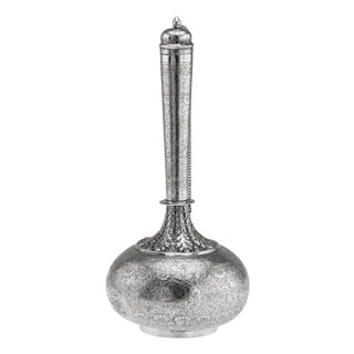 Antique 19th Century Indian Silver Surahi Water Bottle, Lucknow, 1870s For Sale