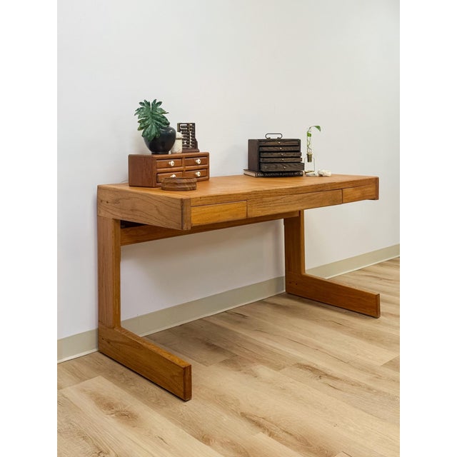 Mid-Century Modern Vintage Handmade Organic Modern Pine Plywood Desk, Lou Hodges Style MCM For Sale - Image 3 of 18