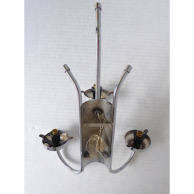 1960s Mid Century Modern 3- Light Chrome Wall Light W. Satin Glass Globes, Spain For Sale - Image 11 of 15