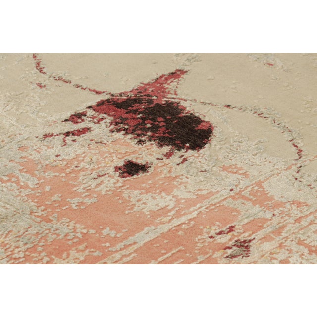 Hand-knotted in wool and silk, this 5x8 modern abstract rug features a subtle high-low element married to the expressive...