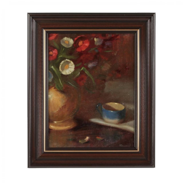 I. Ryazhsky, Still Life with a Mug and Flowers, Painting, Framed For Sale - Image 5 of 5