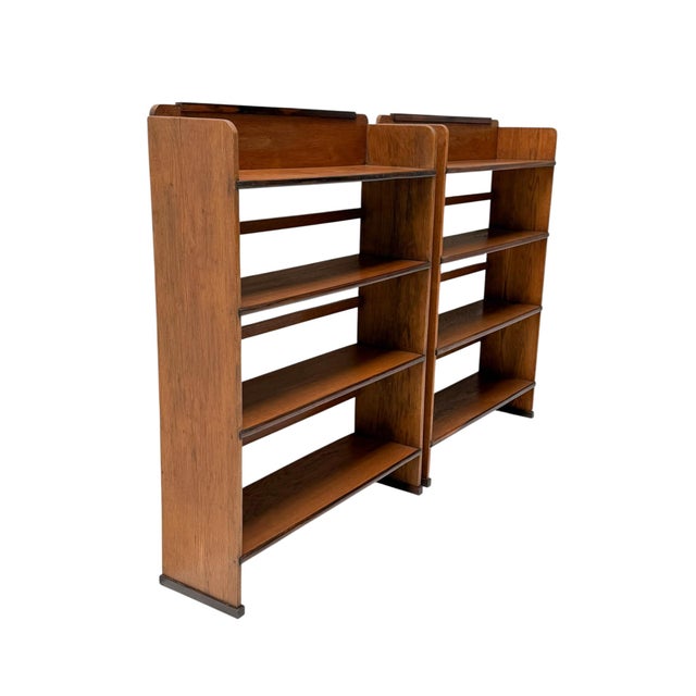 Vintage Art Deco Open Bookcases by P.E.L. Izeren for De Genneper Molen, 1920s, Set of 2 For Sale - Image 6 of 13