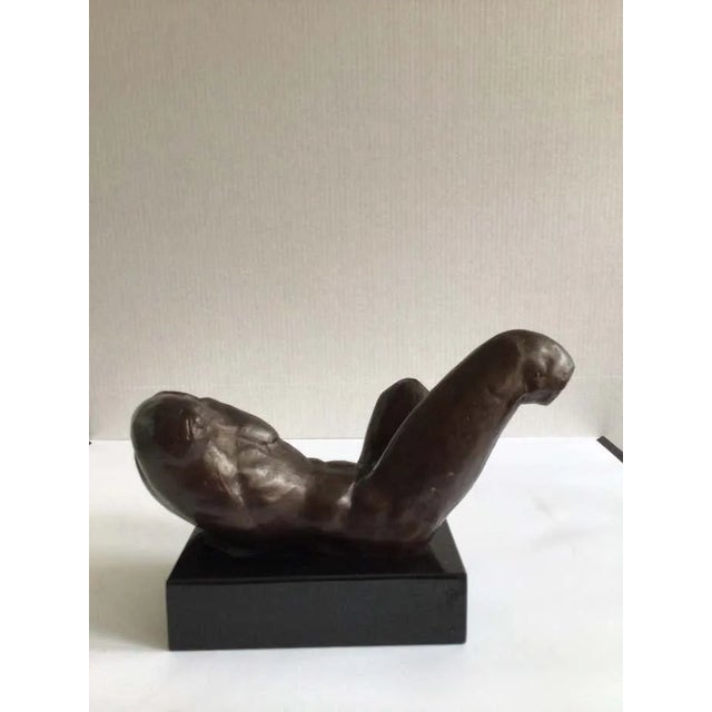 1970s Iron Male Nude Classical Sculpture on Polished Stone Base For Sale In New York - Image 6 of 10